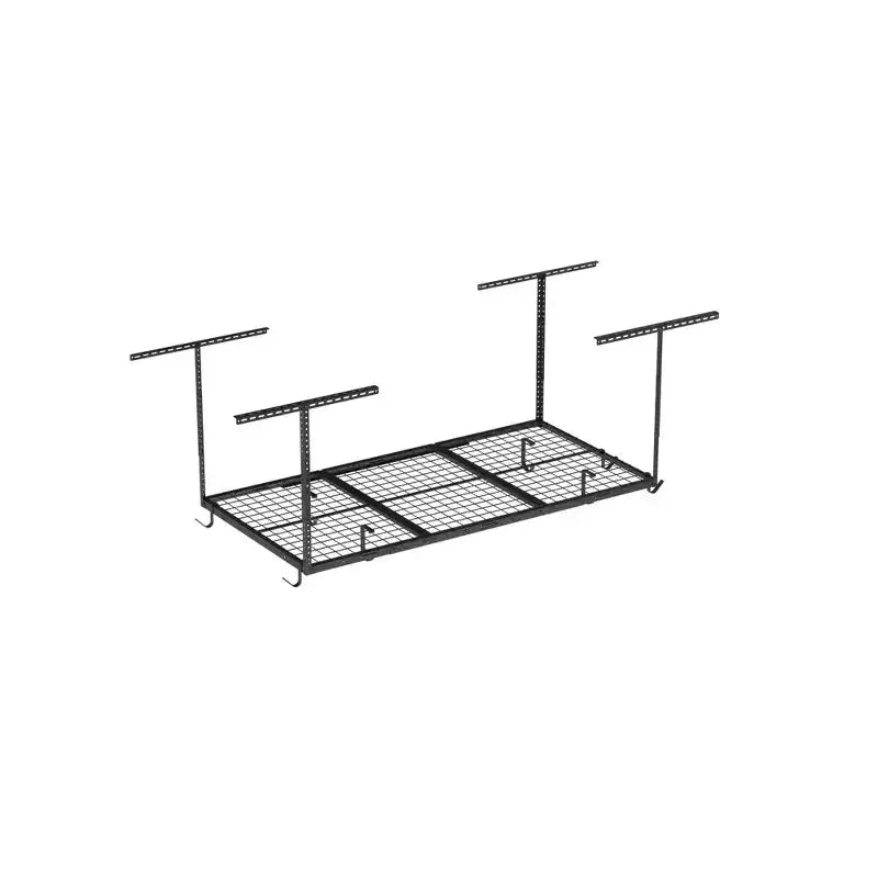 Étagère de rangement de plafond de garage suspendue 3'x6' avec 8 crochets - Noir