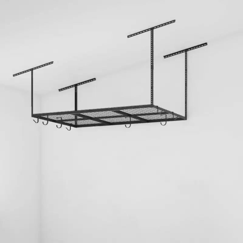 Étagère de rangement de plafond de garage suspendue 3'x6' avec 8 crochets - Noir