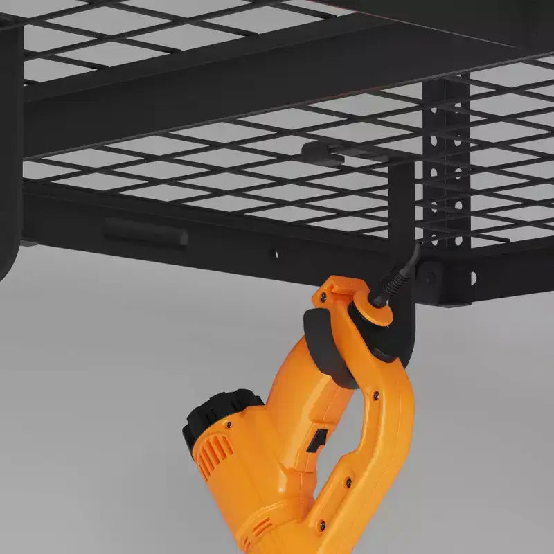 Étagère de rangement de plafond de garage suspendue 3'x6' avec 8 crochets - Noir