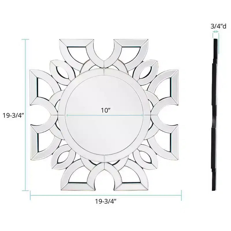 Miroir mural rond à motif de coupe symétrique de 19,75 po