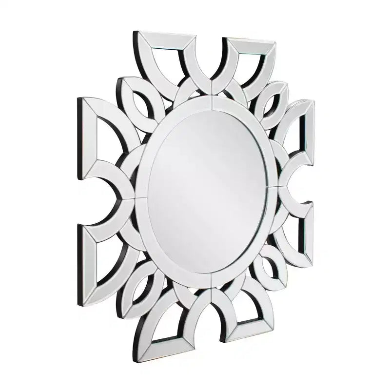 Miroir mural rond à motif de coupe symétrique de 19,75 po