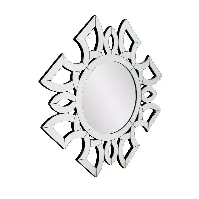 Miroir mural rond à motif de coupe symétrique de 19,75 po