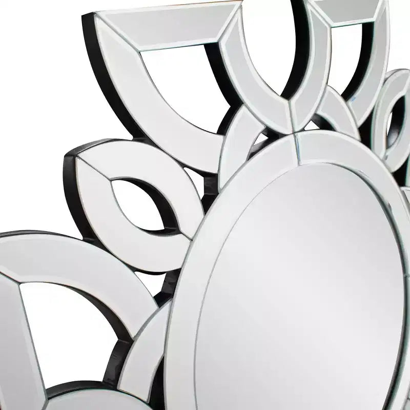Miroir mural rond à motif de coupe symétrique de 19,75 po