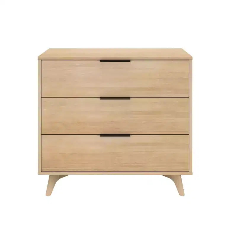Commode 3 tiroirs en pin massif avec poignées en laiton