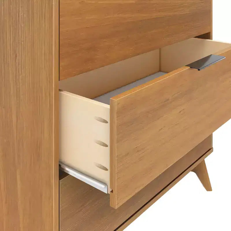 Commode 3 tiroirs en pin massif avec poignées en laiton