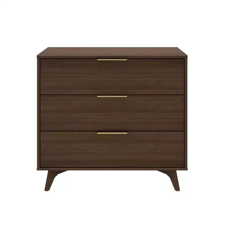 Commode 3 tiroirs en pin massif avec poignées en laiton