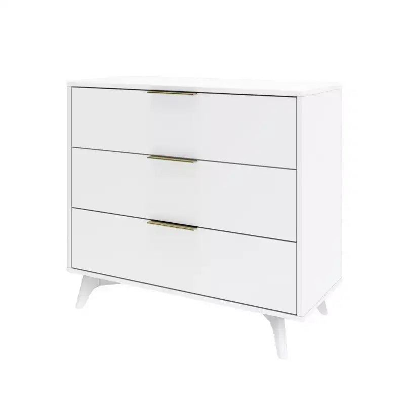 Commode 3 tiroirs en pin massif avec poignées en laiton