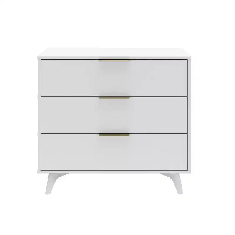 Commode 3 tiroirs en pin massif avec poignées en laiton
