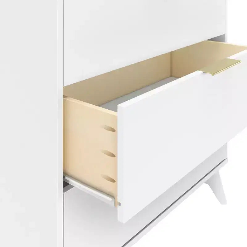 Commode 3 tiroirs en pin massif avec poignées en laiton