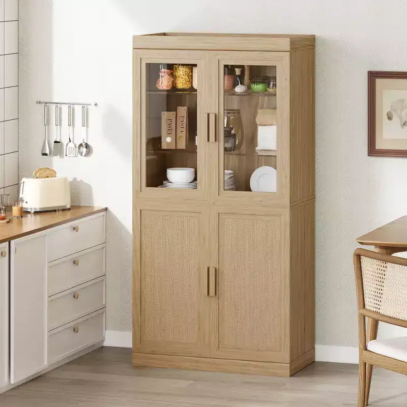 Armoire de cuisine en bois avec étagères réglables