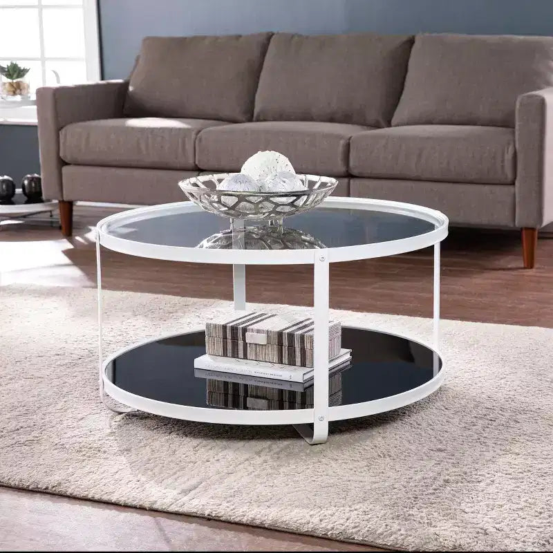 Table basse cocktail ronde en verre - Blanc | 81 cm