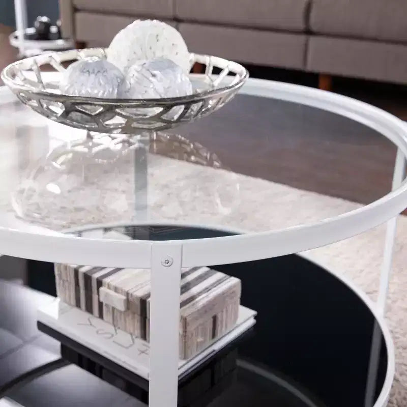 Table basse cocktail ronde en verre - Blanc | 81 cm