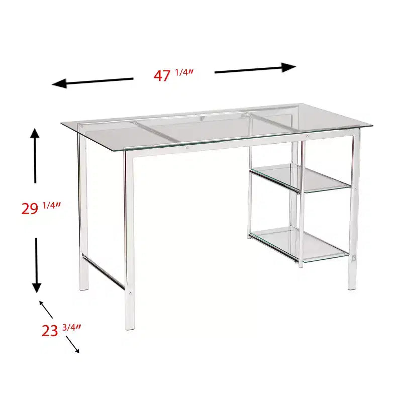 Bureau en chrome et verre trempé – Anthracite | 120 cm (47,25 po) L