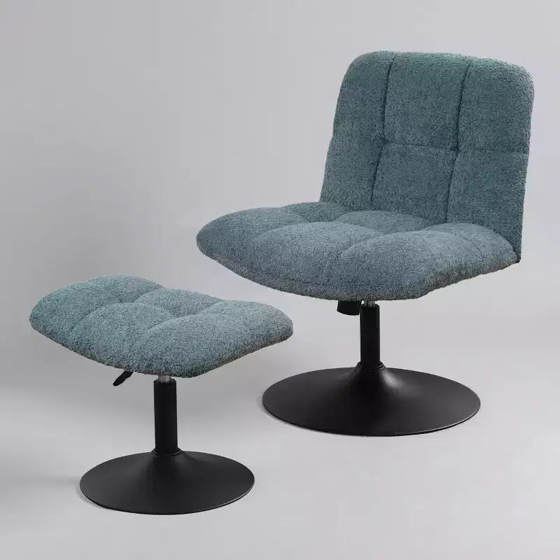 Fauteuil d'appoint pivotant en tissu de lin avec ottoman – Structure en bois et métal