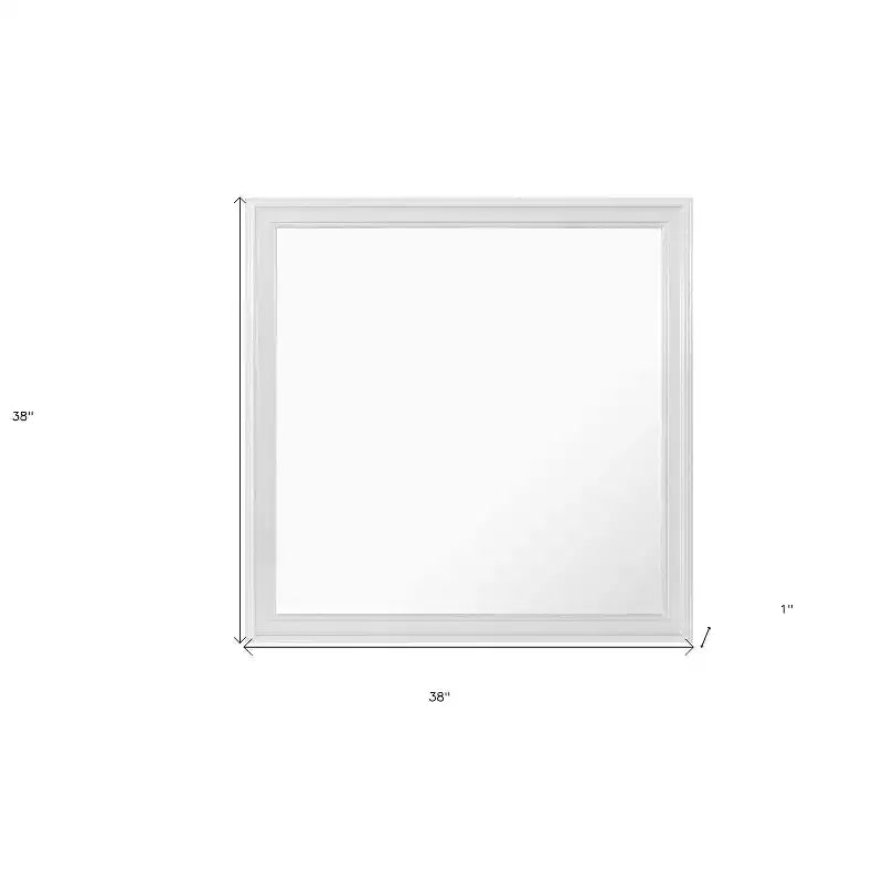 Miroir d'appoint carré encadré de bois blanc de 38 po