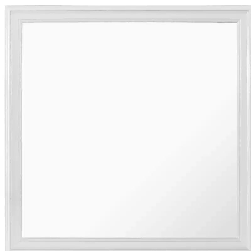 Miroir d'appoint carré encadré de bois blanc de 38 po