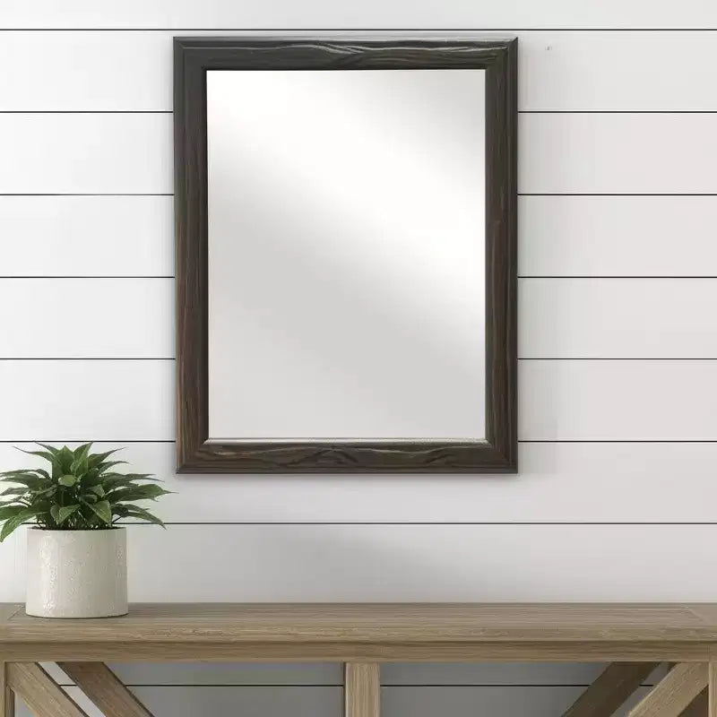 Miroir d'appoint en bois massif noir 20 po