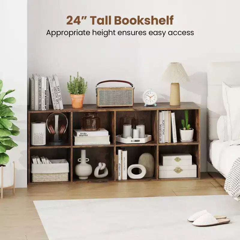 Bibliothèque de 8 cubes avec 2 kits anti-basculement - Brun rustique/Blanc