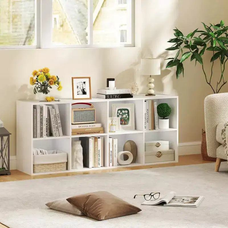 Bibliothèque de 8 cubes avec 2 kits anti-basculement - Brun rustique/Blanc