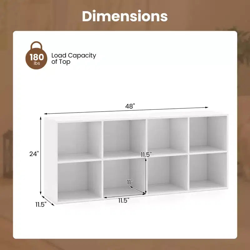 Bibliothèque de 8 cubes avec 2 kits anti-basculement - Brun rustique/Blanc