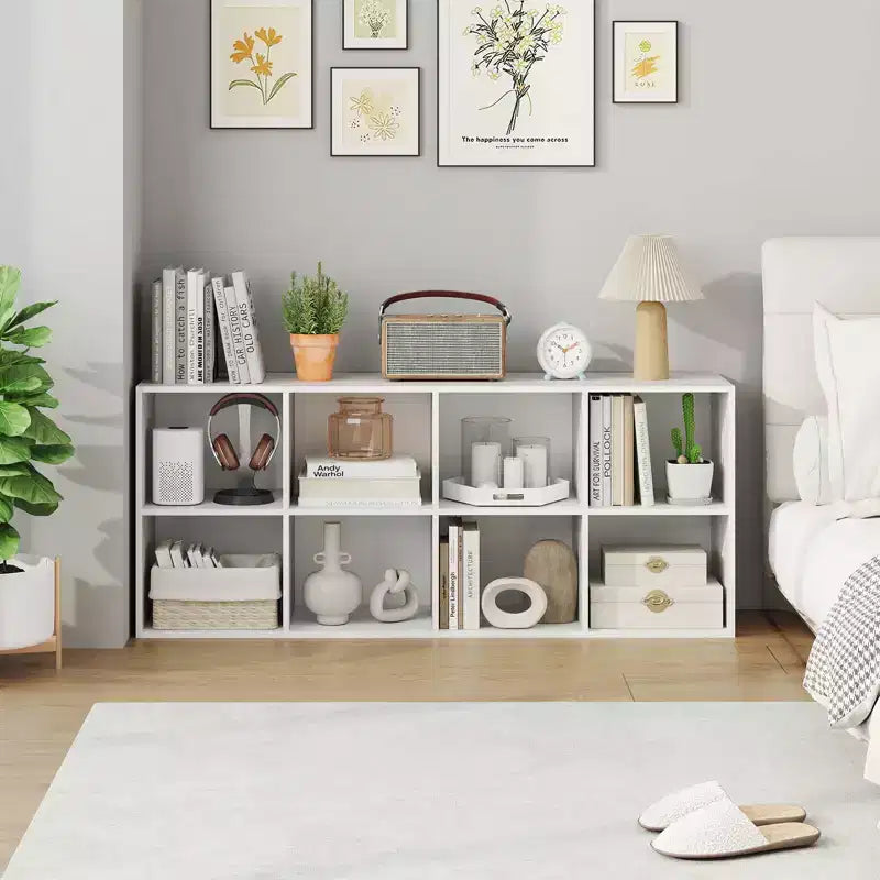 Bibliothèque de 8 cubes avec 2 kits anti-basculement - Brun rustique/Blanc