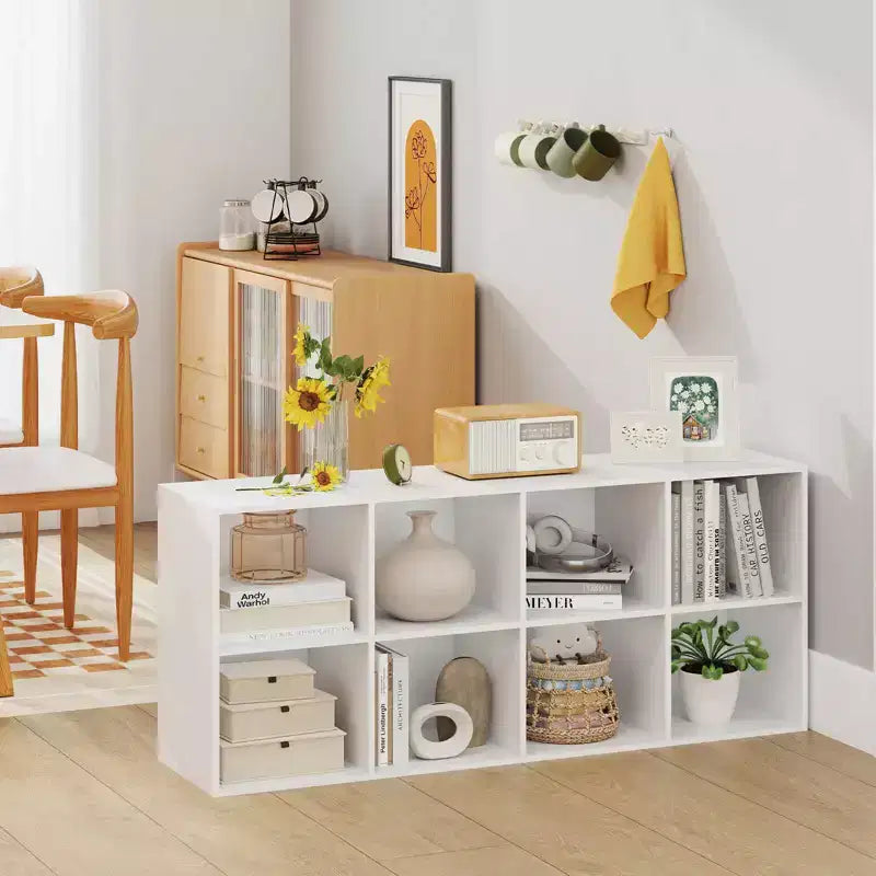 Bibliothèque de 8 cubes avec 2 kits anti-basculement - Brun rustique/Blanc