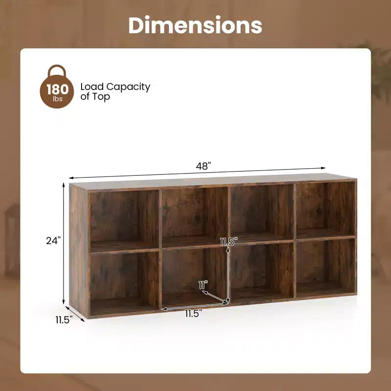 Bibliothèque de 8 cubes avec 2 kits anti-basculement - Brun rustique/Blanc
