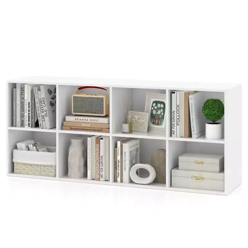 Bibliothèque de 8 cubes avec 2 kits anti-basculement - Brun rustique/Blanc