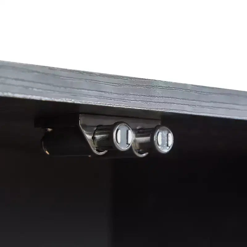 Meuble TV ondulé de 64 po avec lumières LED et armoire en verre trempé - Noir