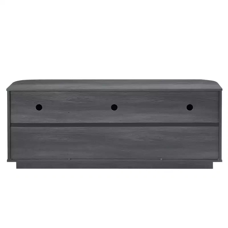 Meuble TV ondulé de 64 po avec lumières LED et armoire en verre trempé - Noir