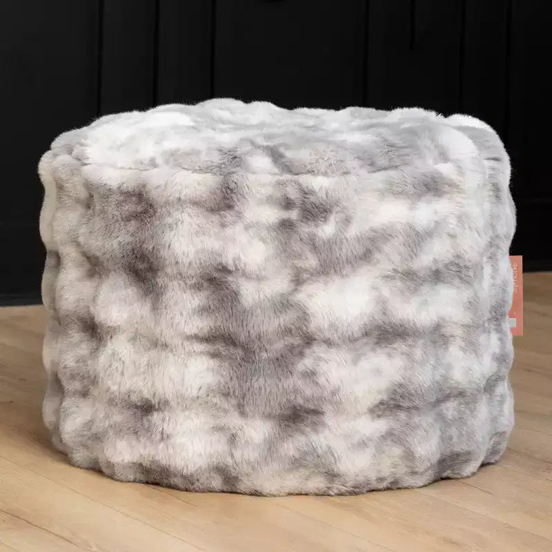 Pouf rond en fausse fourrure