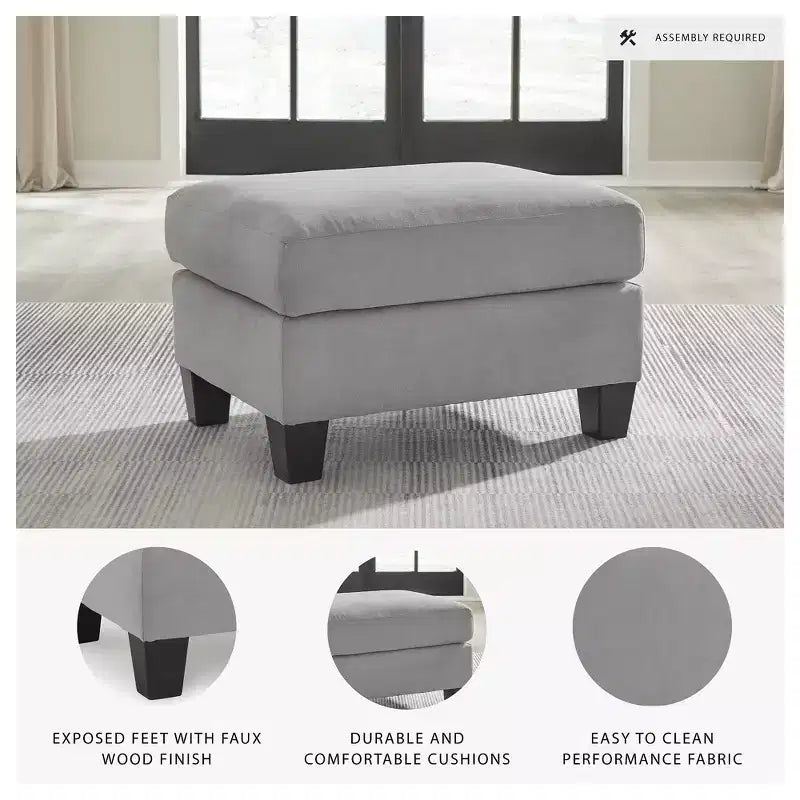Pouf en polyester façon daim - Gris ombre