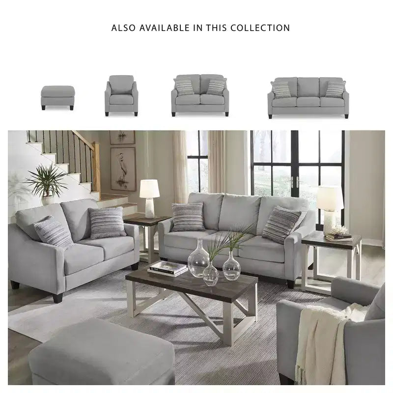 Pouf en polyester façon daim - Gris ombre