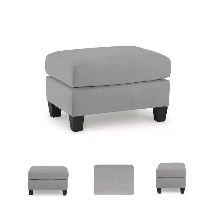 Pouf en polyester façon daim - Gris ombre