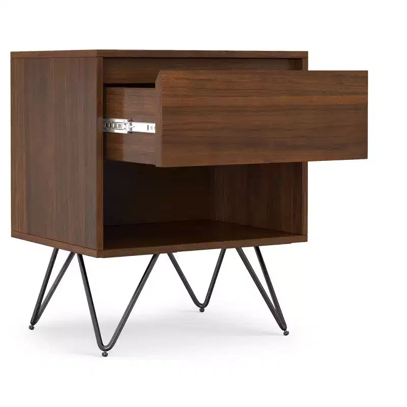 Table de chevet moderne industrielle de 50,8 cm de large en noyer