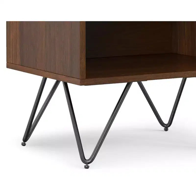 Table de chevet moderne industrielle de 50,8 cm de large en noyer