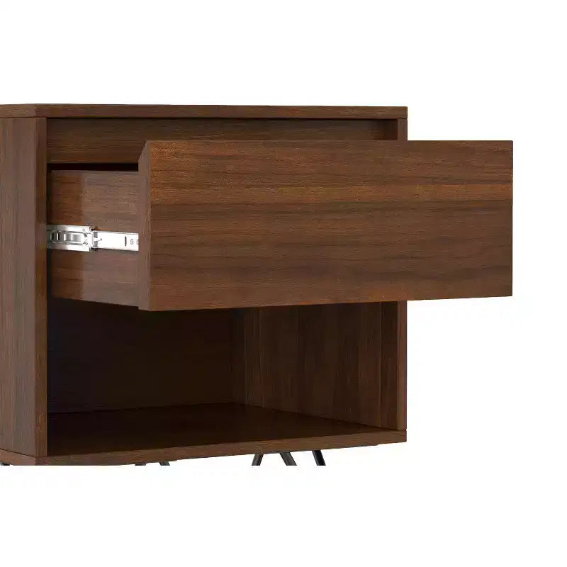 Table de chevet moderne industrielle de 50,8 cm de large en noyer