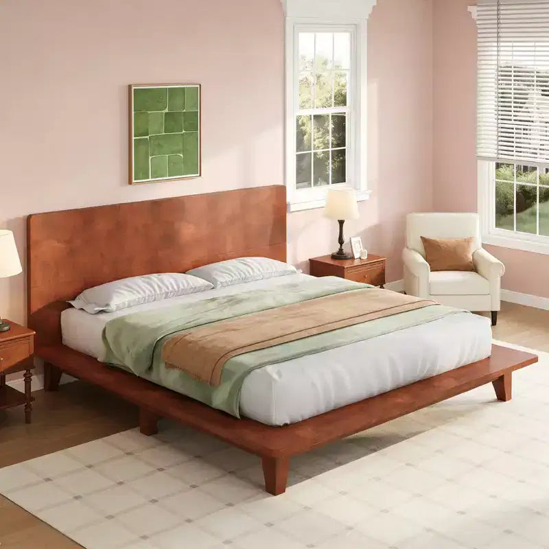 Lit plateforme moderne Queen Size avec tête de lit