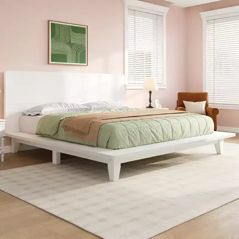Lit plateforme moderne Queen Size avec tête de lit