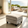 Pouf en polyester façon daim - Gris ombre