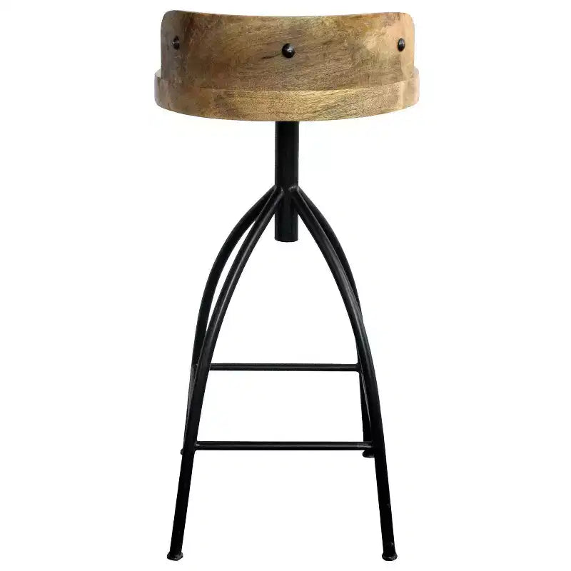 Tabouret pivotant industriel réglable avec dossier 30-35" - Marron/Noir