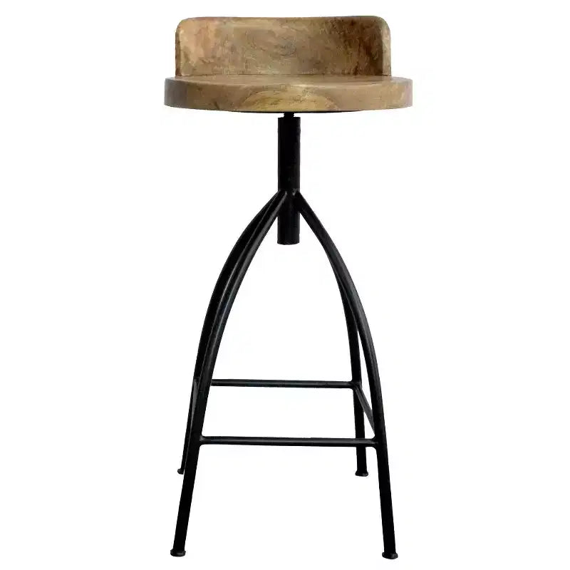 Tabouret pivotant industriel réglable avec dossier 30-35" - Marron/Noir