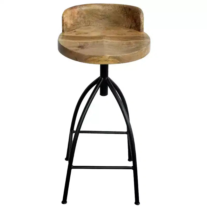 Tabouret pivotant industriel réglable avec dossier 30-35" - Marron/Noir