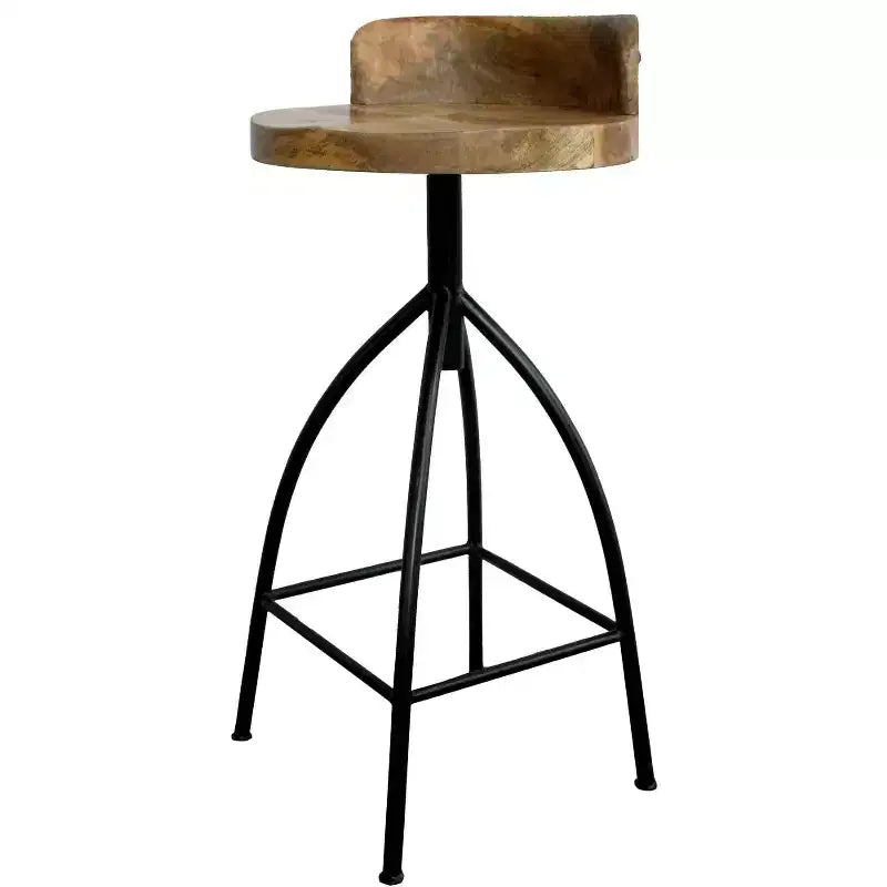 Tabouret pivotant industriel réglable avec dossier 30-35" - Marron/Noir