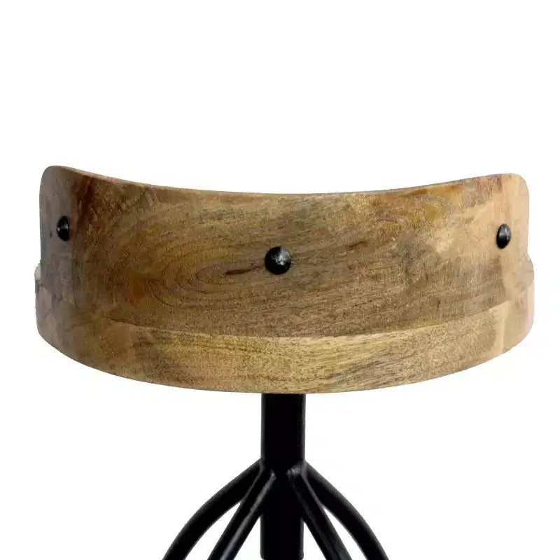 Tabouret pivotant industriel réglable avec dossier 30-35" - Marron/Noir