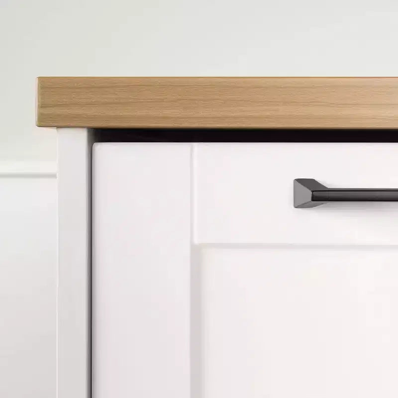 Îlot de cuisine compact avec 3 tiroirs et placard de rangement - Blanc/Noix de muscade