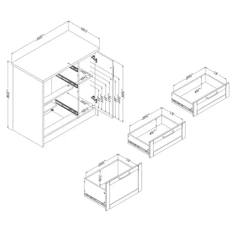 Îlot de cuisine compact avec 3 tiroirs et placard de rangement - Blanc/Noix de muscade