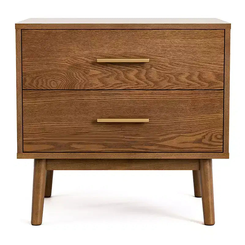 Table de chevet à 2 tiroirs du milieu du siècle - Noyer