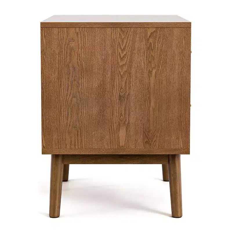 Table de chevet à 2 tiroirs du milieu du siècle - Noyer