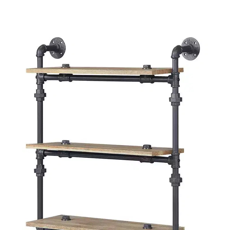 Étagère décorative 5 niveaux 150 cm – Fini chêne et noir sable